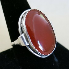 830 Silver Carnelian Art Deco Filigree Ring 7.7g Size 9.5 4409 