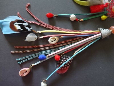 Collier Sautoir Multicolore Perle Plume - Longueur 110 Cm - Style Ethnique