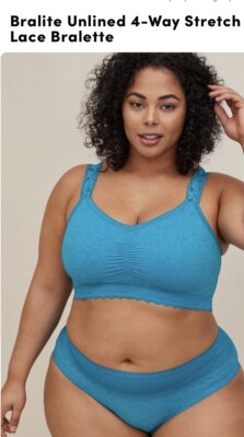 Torrid Bralite Unlined Way Stretch Lace Teal Blue Bralette