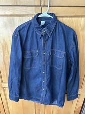 Revco Black Stallion Shirt Mens M Blue Denim Flame Resistant Brass Snap Work