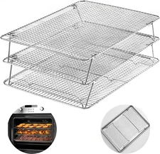 HIWARE Stainless Steel Stackable Cooling Rack for Baking, 3 Tier 12”X 16.5”,Oven