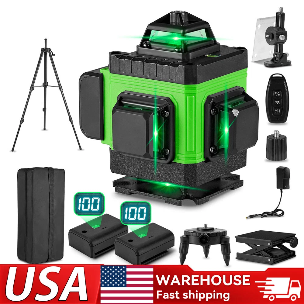 Laser Level 360° Self Leveling 16 Lines 4D Laser Level Measure Tool With Tripod