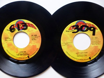 Impressions Lot 2 Singles 45RPM Curtom Label Curtis Mayfield Ak236