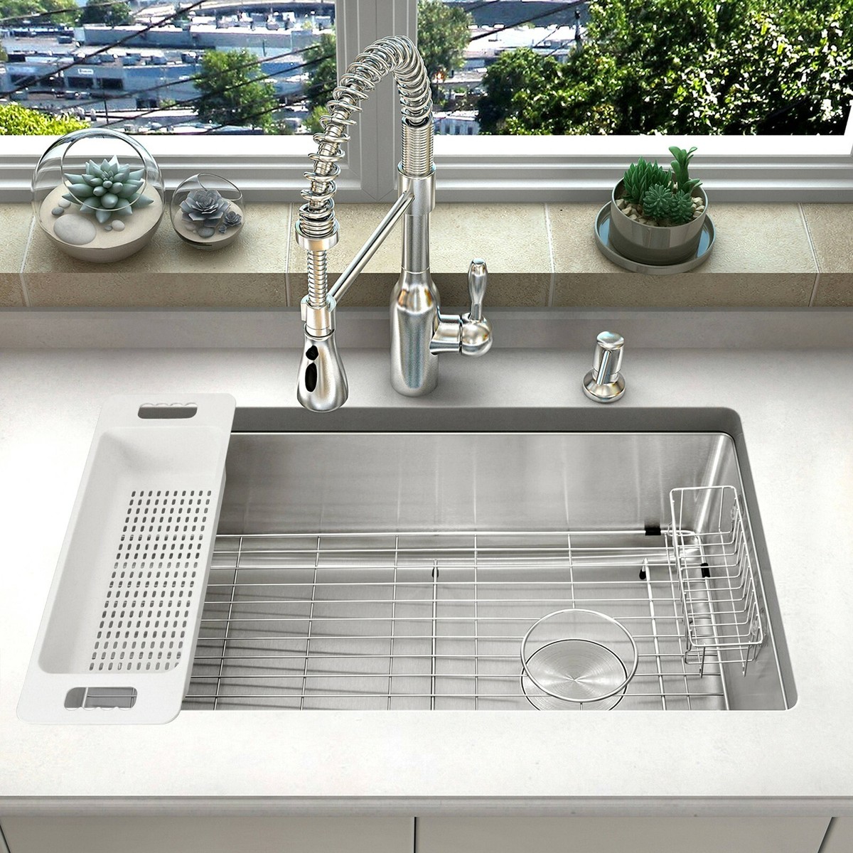 Zuhne Offset Drain Kitchen Sink 16 Gauge Stainless Steel