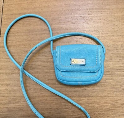 Tignanello Mini Leather Crossbody Turquoise Purse Bag Preowned