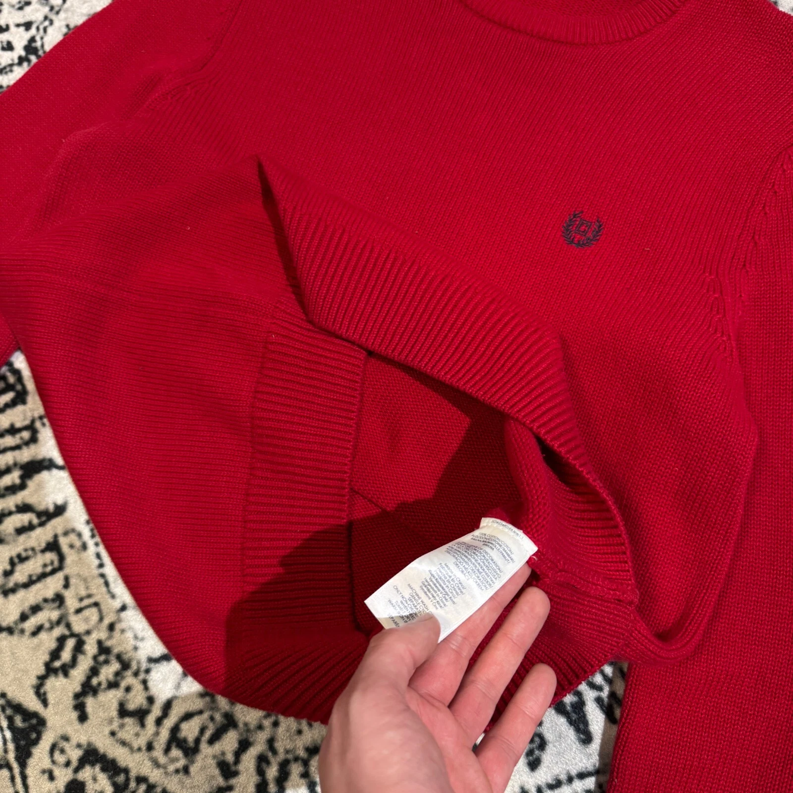 GUCCI Maglione Chaps unisex rosso cotone taglia S vestibilità regolare