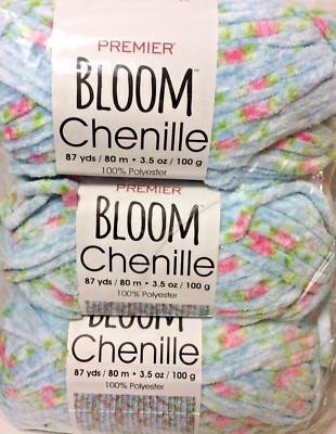 Premier Yarns Bloom Chenille Yarn 3 Pack  Larkspur .  Free Shipping