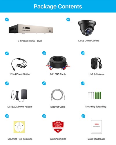 ZOSI 8CH 5MP Lite DVR 2MP Außen Überwachungskamera Set CCTV Kamera IR Nachtsicht - Bild 16 von 55