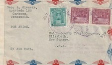 1941 Venezuela IIWW censored cover from Caracas to Elizabeth New Jersey USA