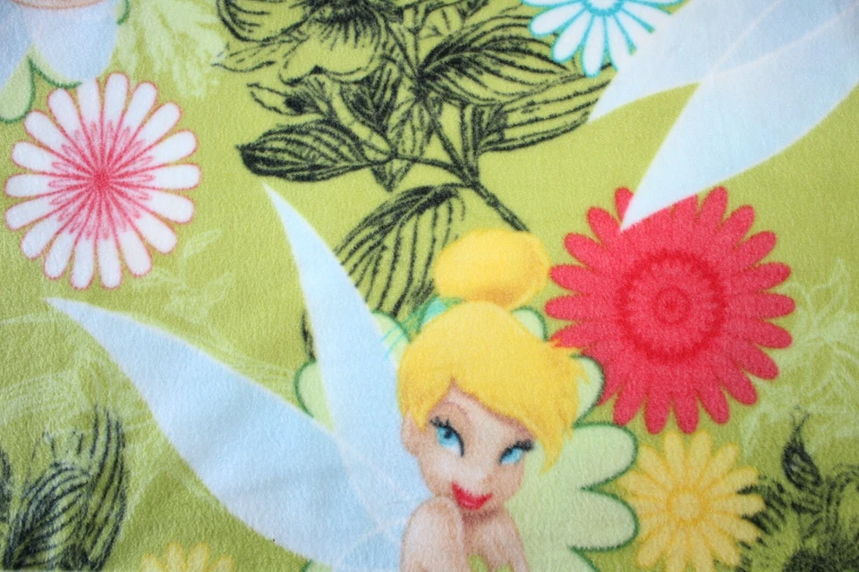 Disney Tinkerbell Mystic Forest Floral Badges 2012 Fleece Fabric 55" x 60" - Image 3 of 4