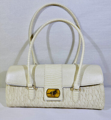 BRAHMIN Carman Collection Sea Salt White Dayan East West Satchel Bag