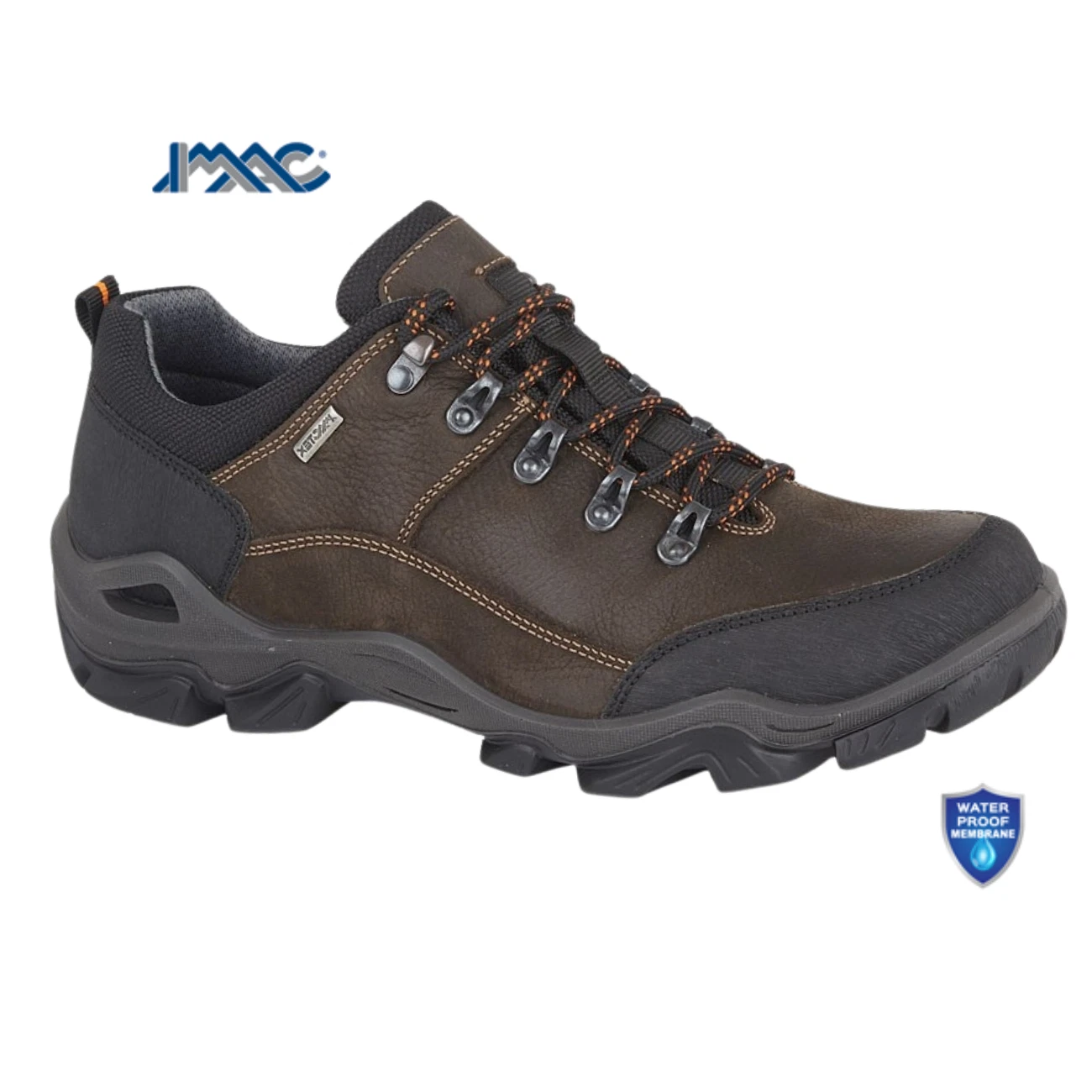 Mens IMAC Walking Shoes Brown Leather Waterproof Casual Lace Up M260B Toe Guard