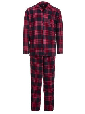 Henry Terre Herren Pyjama Kent mit Karo Muster Langarm Schlafanzug Baumwolle