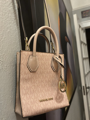 Michael Kors Small Pink Pebbled Logo Satchel Top Handle Crossbody w/ Charm