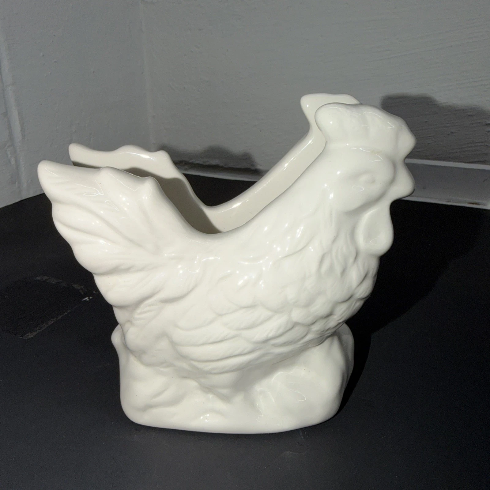NEW Rooster Ceramic Chicken White Napkin Holder Country Living