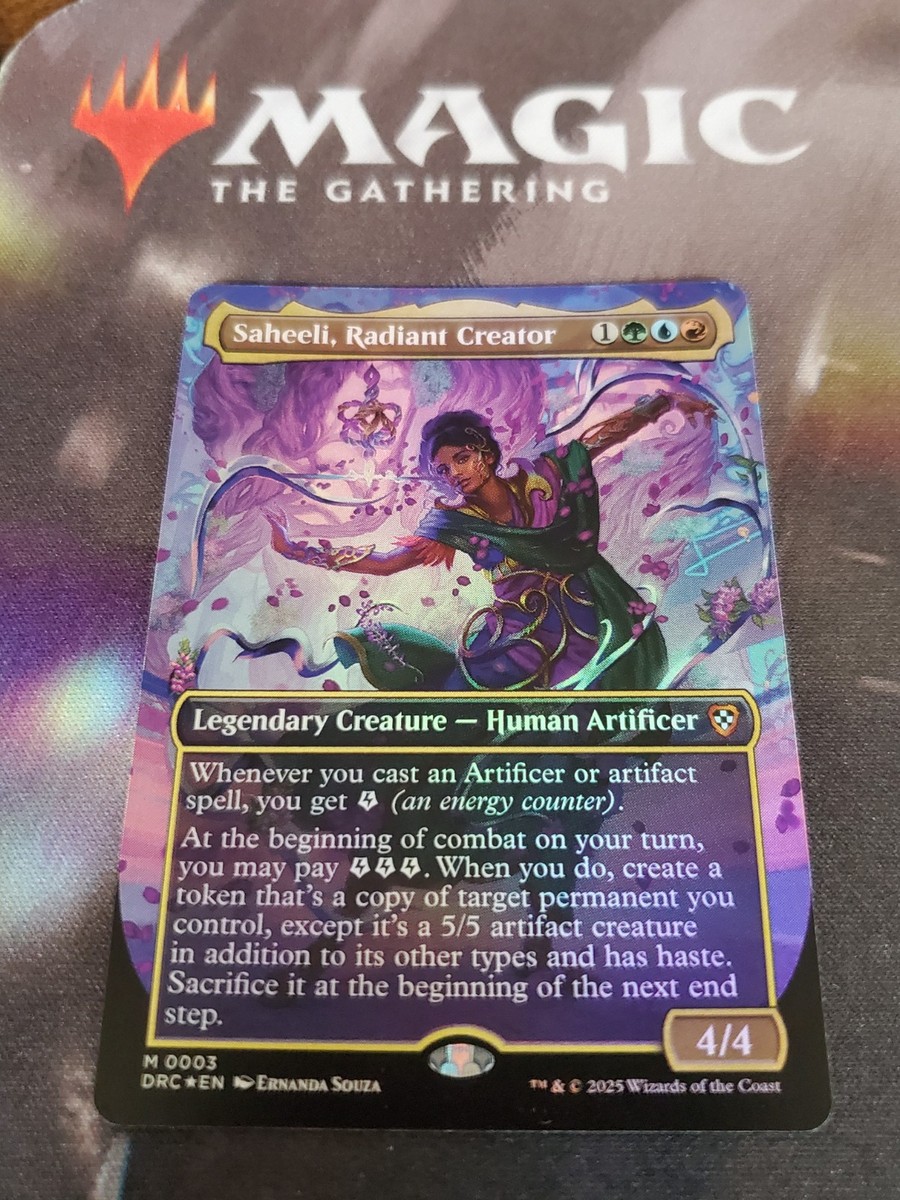 mtg creator card Mtg. Saheeli, Radiant Creator. Foil Borderless. Aetherdrift. Pack Fresh