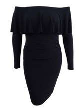 Lauren Ralph Lauren Women's Ruffled Off-The-Shoulder Jersey Dress (4, Black)