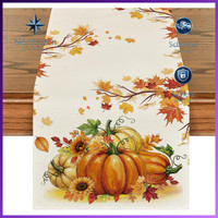 TischläUfer Herbst KüRbisse AhornbläTter Sonnenblumen 40X100 Cm Deko
