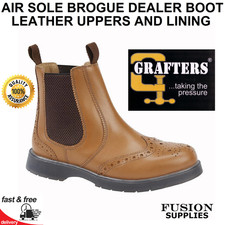 TAN DEALER BROUGE BOOTS COUNTRY STYLE FARM AIRWEAR SOLE LEATHER COMFORT MENS DR