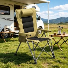 5-Position Outdoor Adjustable Camping Chair Folding Lawn Chair With Side Pocket