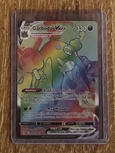 Pokemon Garbodor VMAX - 216/203 - Rainbow Rare Evolving Skies Holo NM