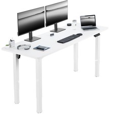 VIVO Electric 71  x 30  Standing Desk, White Table Top, White Frame