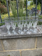 Set of 10 Vintage Lead Crystal Champagne Flutes Hand Cut Swirl Pattern
