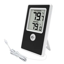 Indoor Outdoor Thermometer Wired, Digital Room Temperature Monitor with Probe Se