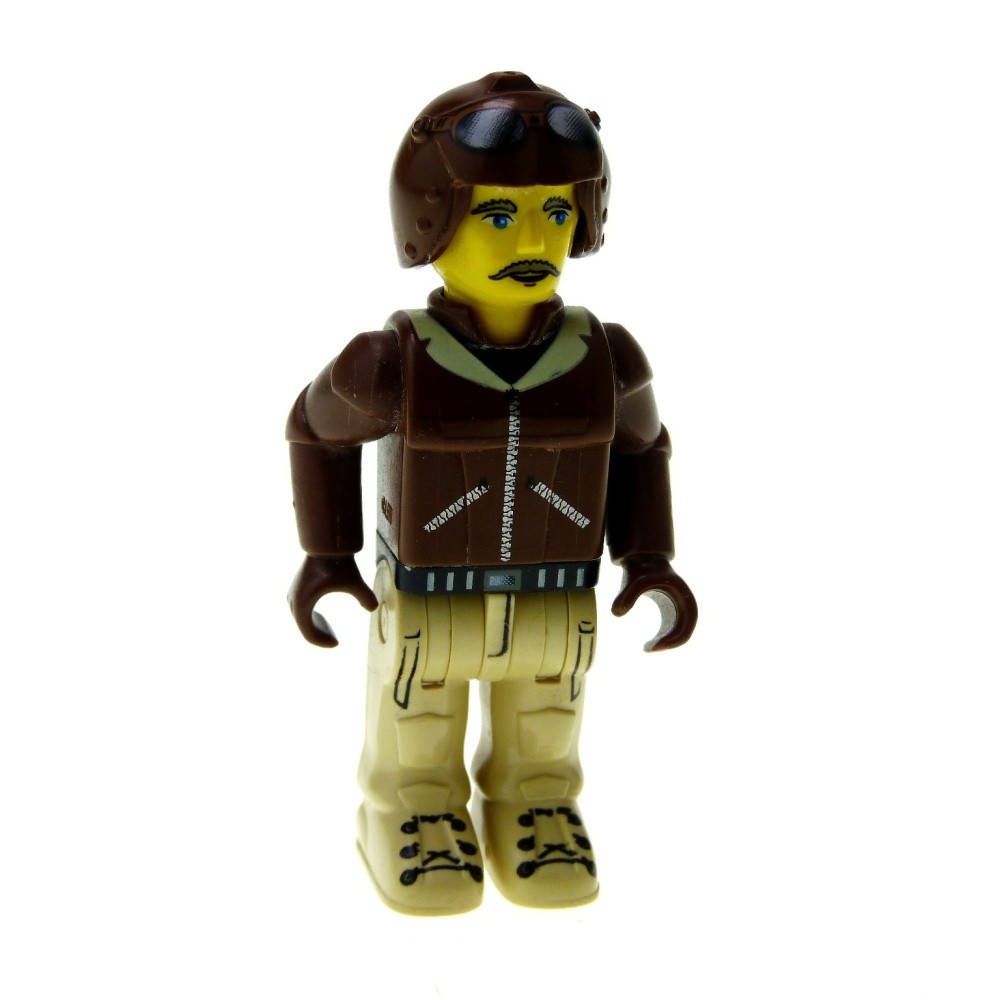 1x LEGO Figurine 4 Juniors Jack Stone Pilot Mann Pants Beige Jacket Helmet Braun