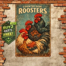 Stylish Chicken Vintage Metal Tin Sign 8x12 Indoor Outdoor Farmhouse Decor