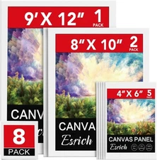 ESRICH Canvases for Painting 8Pack Canvas with 3size 8ps, white 