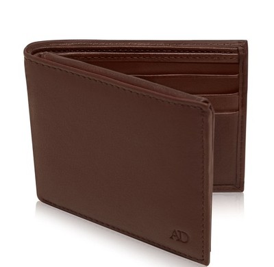 Access Denied Slim Leather Bifold Wallets For Men - small, Brown Cognac