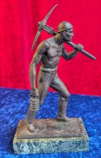 Orig. Antik Bronze Kunst Figur Karl Kowalczewski K&uuml;nstler Skulptur Minenarbeiter