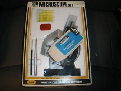 Vintage Jaymar 300 Power Die Cast Metal Microscope with Optics Set #5250