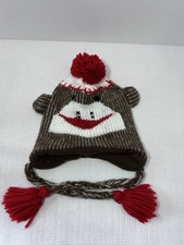 Toddler Hat Sock Monkey Infant Stocking Cap Lined Beanie Fun Novelty Winter