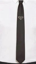 Black Men’s Prada Re Nylon Tie Triangle Logo