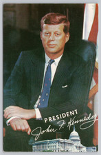 Postcard President John F Kennedy Portrait Posted