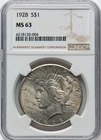 1928 Peace Dollar NGC MS63