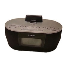 Silver iHome iD38 Apple Docking Station Speaker Alarm Clock Radio Tested Works