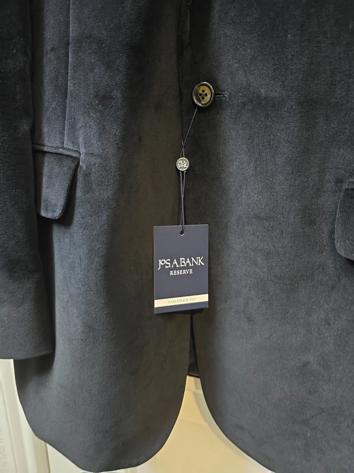 NOVO Smoking/Jaqueta de Jantar Jos A Bank Reserve Collection Veludo Preto 44 Longa - Imagem 2 de 4