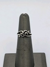 Wheeler Mfg Co. Vintage Sterling Silver Swirl Water Waves Split Shank 925 Ring