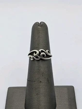 Wheeler Mfg Co. Vintage Sterling Silver Swirl Water Waves Split Shank 925 Ring