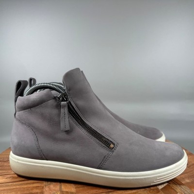 ECCO Soft 7 Tred Zip Womens 38 7 Grey Nubuck Leather High Top Sneaker Boot