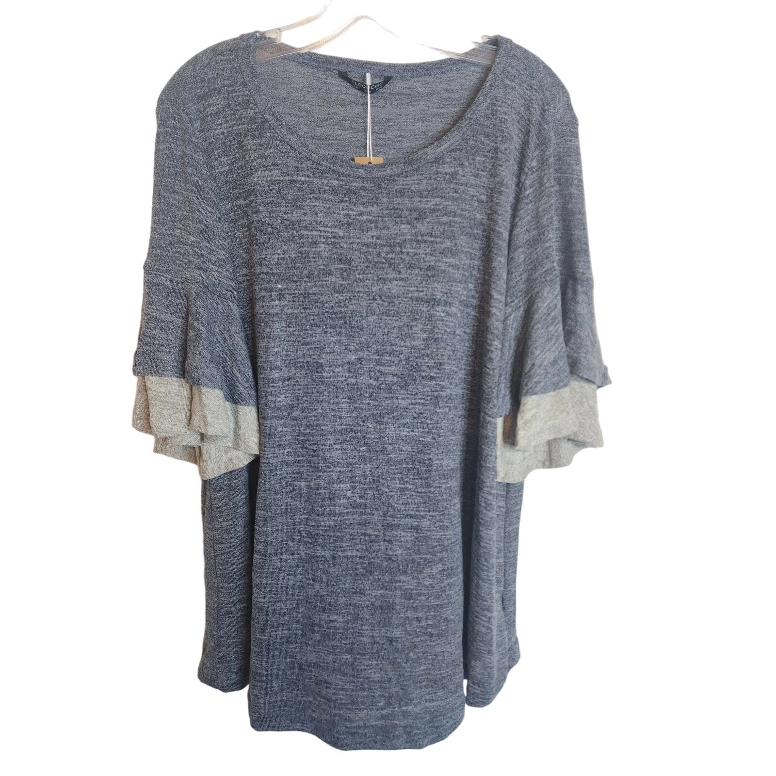 BloomChic V-Neck Double Layer Ruffle Sleeve Top, NWT, Size Large/12