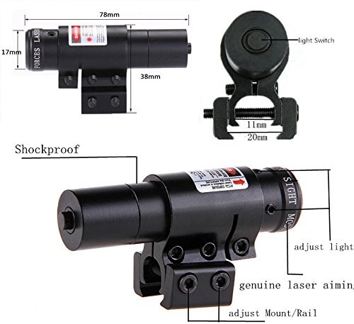 Higoo Red Laser Dot Sight, Military Picatinny Rail Tactical Hungting Red Lase...