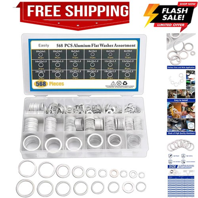 #ad #ad 568 Piece Flat Washer Set Perfect for Oil Lines amp; Hydraulic Fittings $25.99