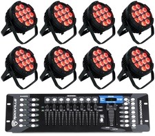 8 Rockville WET PAR PRO Indoor/Outdoor Par Can Wash Up Lights DMX Controller