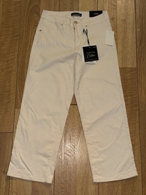Women s Royalty For Me Forever Color Mid Rise Crop Pants Gardenia Size M