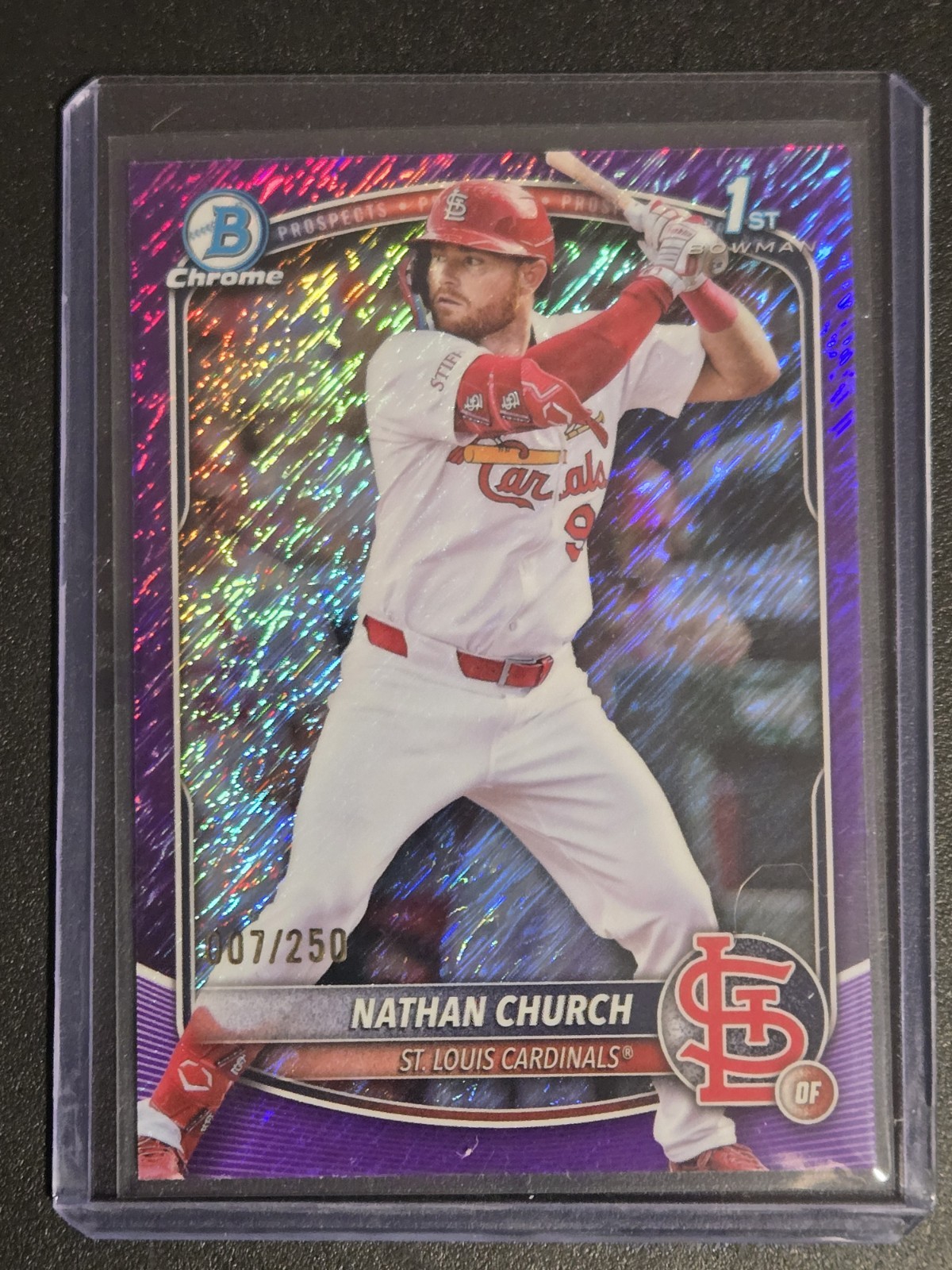Nathan Church 2025 Bowman Chrome Purple Shimmer /250 #BCP-192 Cardinals