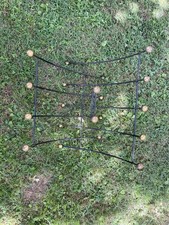 Vintage Atomic Magazine LP Stand, Mid Century Modern Metal Wire with Brass Balls